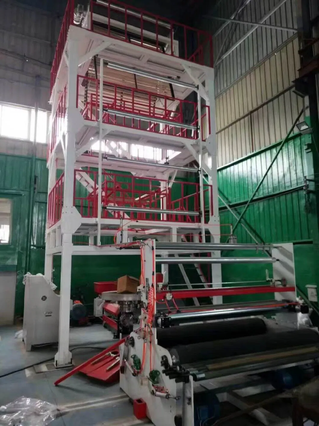 High Speed HDPE LDPE PE Poly Plastic Pbat PLA Biodegradable Dual-Screw Co-Extrusion 3-Layer Blown ABA Film Blowing and Making Extruder Machine